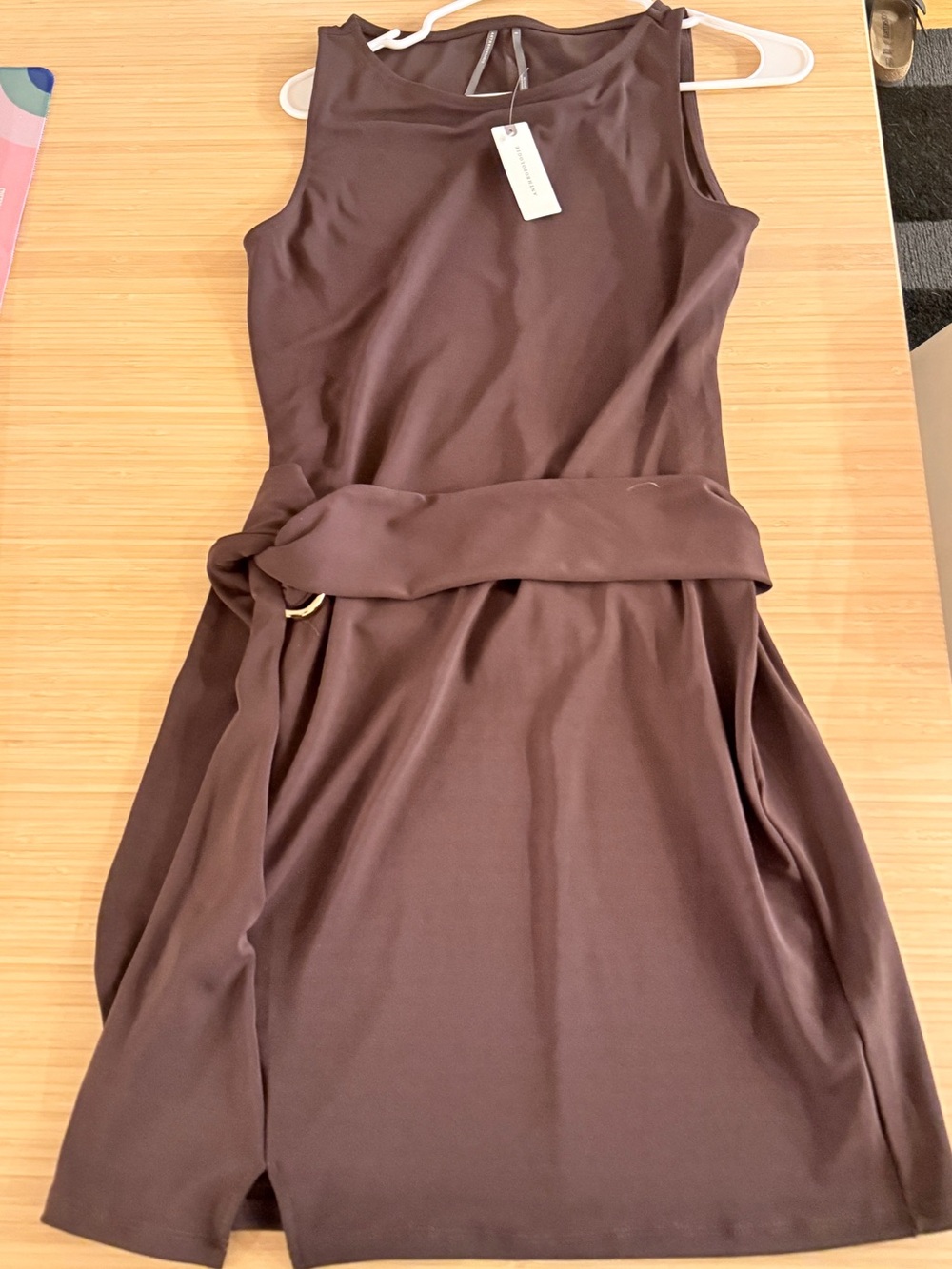 Anthropologie Sleeveless Brown Belted Women's Dress
